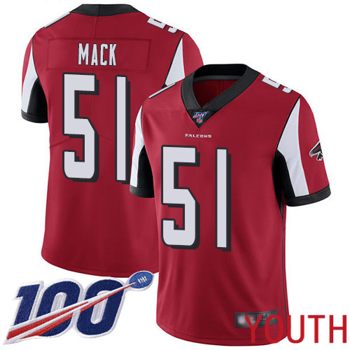 Atlanta Falcons Limited Red Youth Alex Mack Home Jersey NFL Football 51 100th Season Vapor Untouchable
